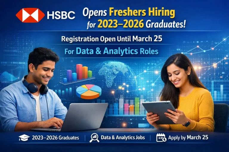 HSBC freshers hiring registration open for 2023 to 2026 graduates data analytics roles