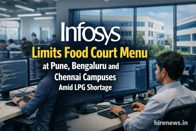 Infosys campus cafeteria food court update due to LPG shortage in Pune Bengaluru and Chennai