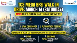Saturday Walk-In: TCS Hiring Java Developers & QA Engineers (3+ Years Exp) | Pune & Chennai Venue Details