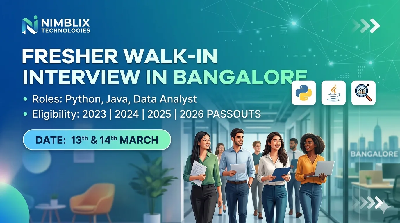 Nimblix Technologies Conducting Walk-In Interview for Freshers in Bangalore
