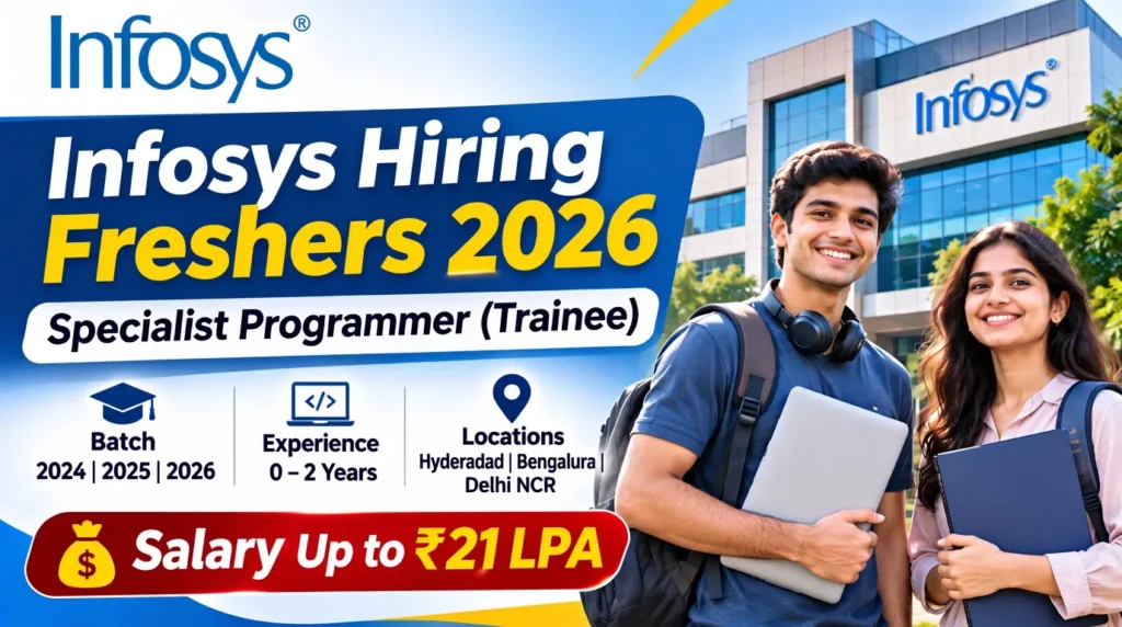 Infosys Hiring Freshers 2026: Specialist Programmer Jobs With Salary Up to ₹21 LPA